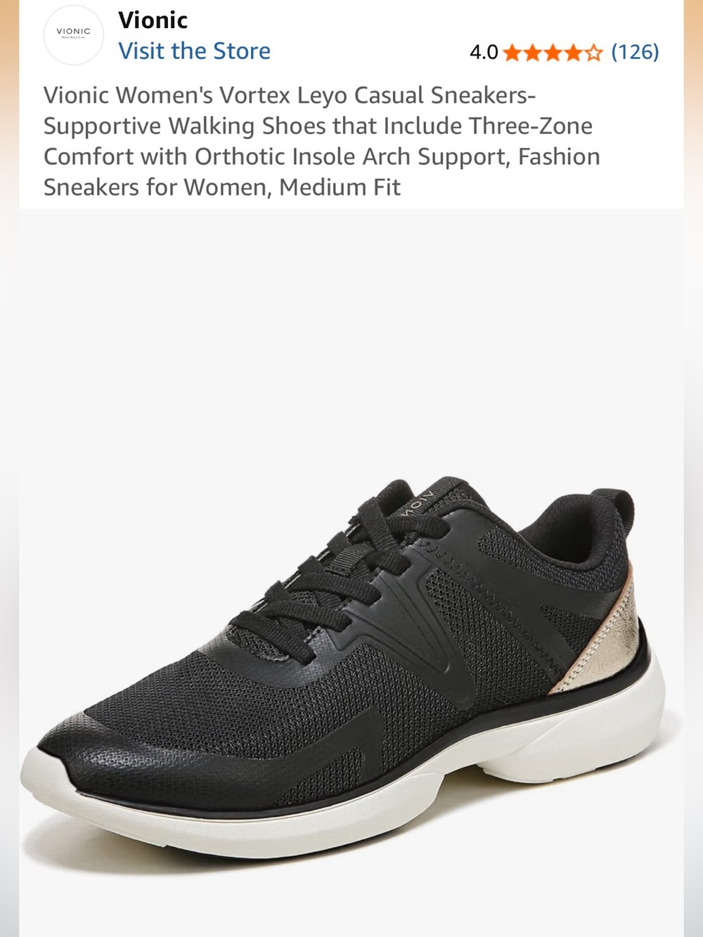 Vionic Leyo black and gold size 9